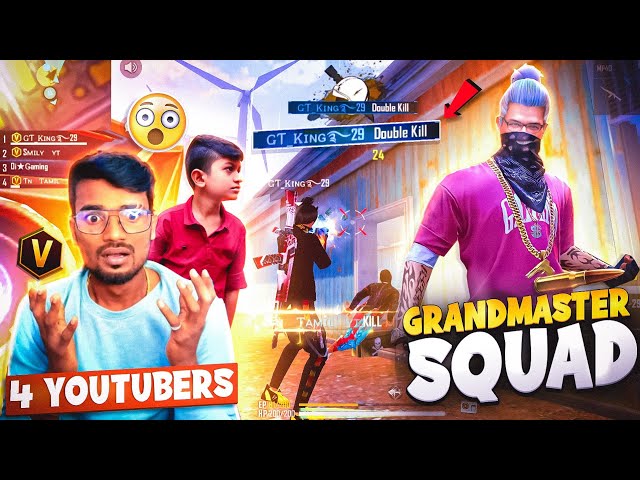 💥Gaming tamizhan , Me and 4 Grandmaster Players💔|| Free Fire class=