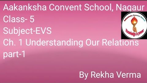ACS, Class- 5, Subject-EVS, Ch. 1 Understanding Our Relations part-1 By Rekha Verma