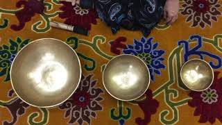 シンギングボウル（小・中・大）3点セット渋金 『大地と花と妖精と