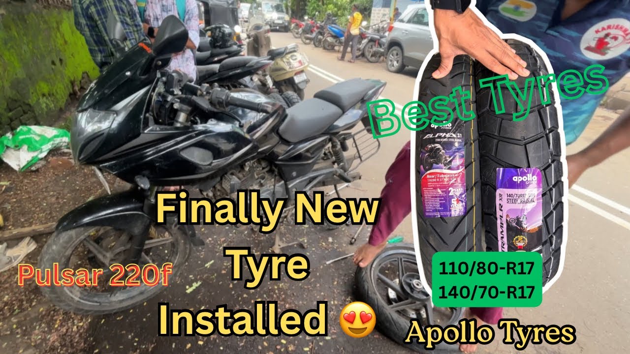 New Tyre Installed In My Pulsar 220f | Big Size Tyres | Apollo Tyres.