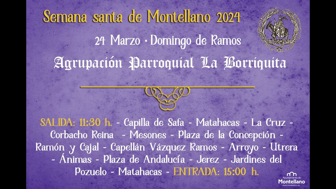 SALIDA PROCESIONAL LA BORRIQUITA MONTELLANO - DOMINGO DE RAMOS 2024