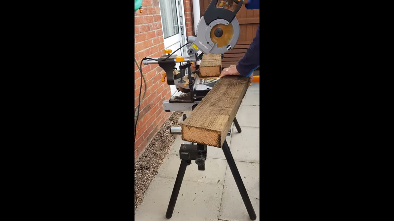 Cutting a sleeper with a Evolution Mitre saw YouTube Cutting a sleeper with a Evolution Mitre saw YouTube