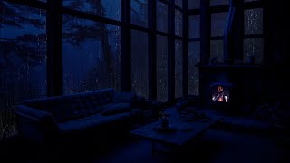 The Sounds of Rain on the Windows for Deep Sleep, Study & Relaxation🌙 Rain, Thunder & Soft Fireplace