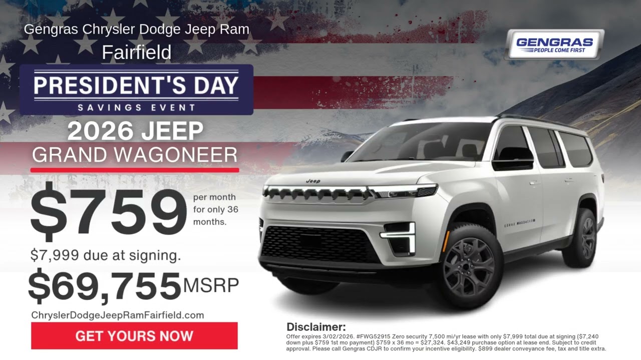 Lease the 2026 Jeep Grand Wagoneer | Elevate Your Drive This President’s Day