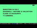 Ques 34  Ch 2 Goodwill Nature &amp; Valuation :Class 12 Accounts T S Grewal