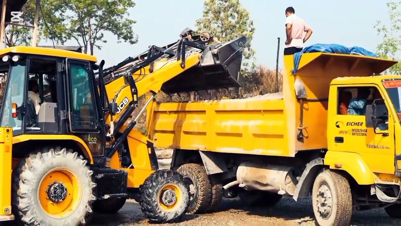 JCB 3dx roada ballast loading on truck..... new jcb and truck Video
