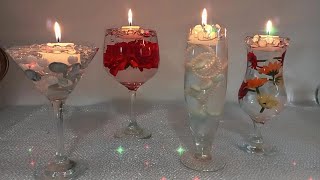 Diy Decoração incrível de Taças com Bolinhas em gel e velas flutuantes/ Taças aquáticas