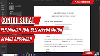 CONTOH SURAT PERJANJIAN JUAL BELI SEPEDA MOTOR SECARA ANGSURAN  Format 1, siap pakai, tinggal edit