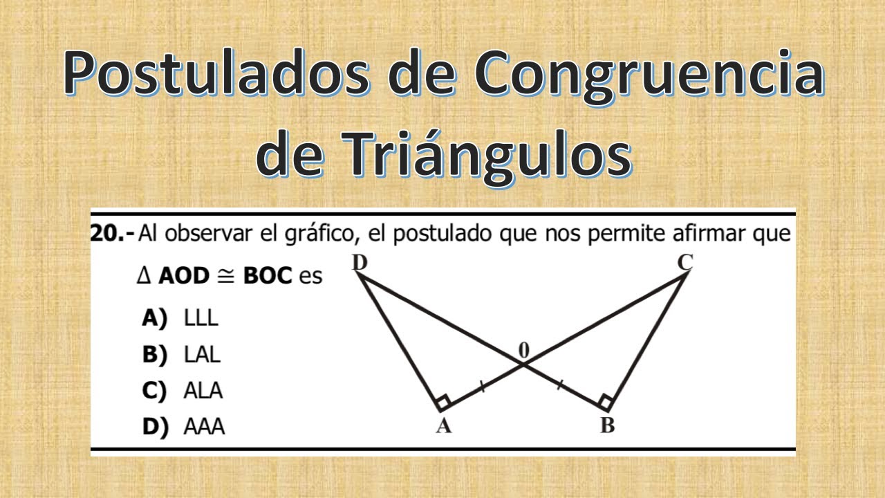 Postulados de Congruencia de Triángulos. Pruebas Nacionales, ejercicio