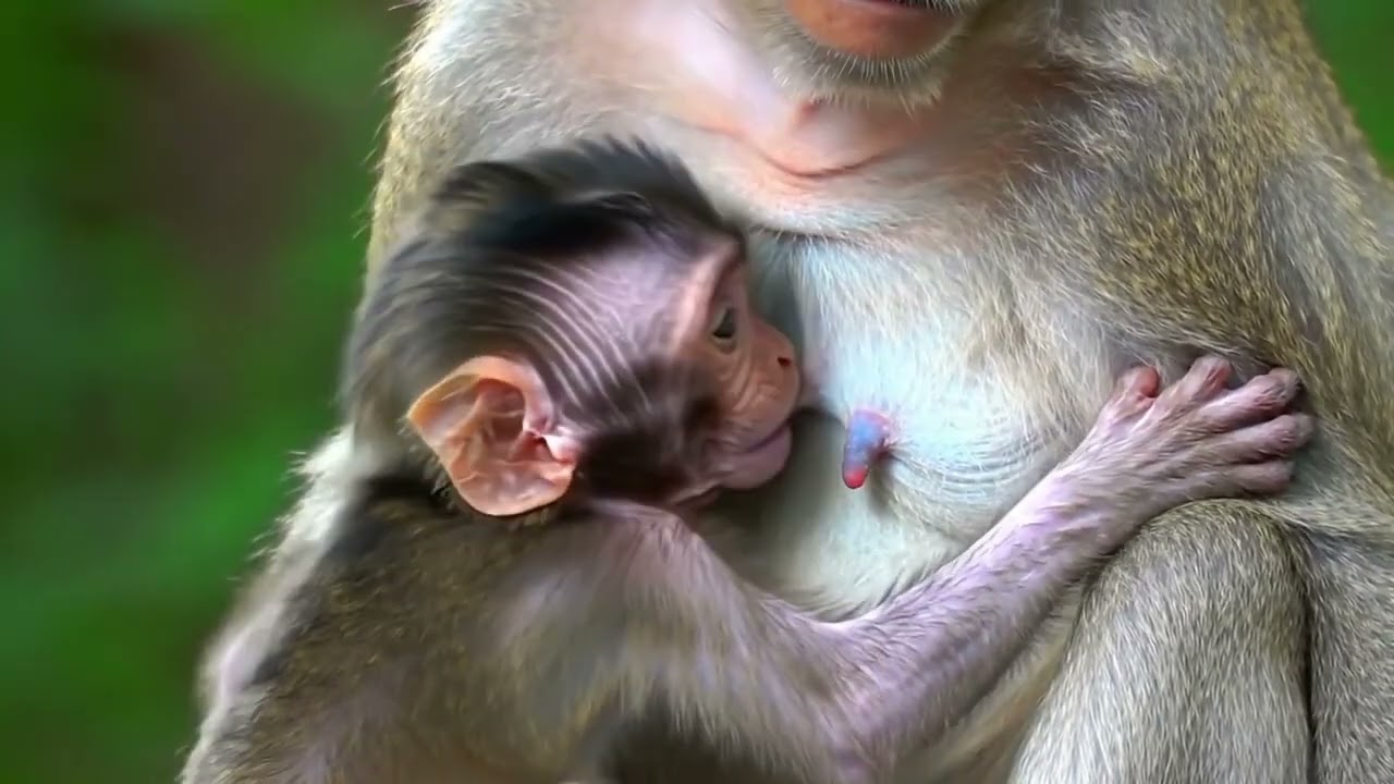Cutie Baby Monkey Just Take Milk First Here
