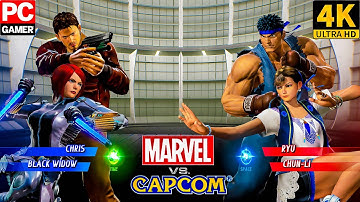 Marvel vs Capcom Infinite | Chris & Black Widow vs Ryu & Chun Li | PC Gameplay 4K