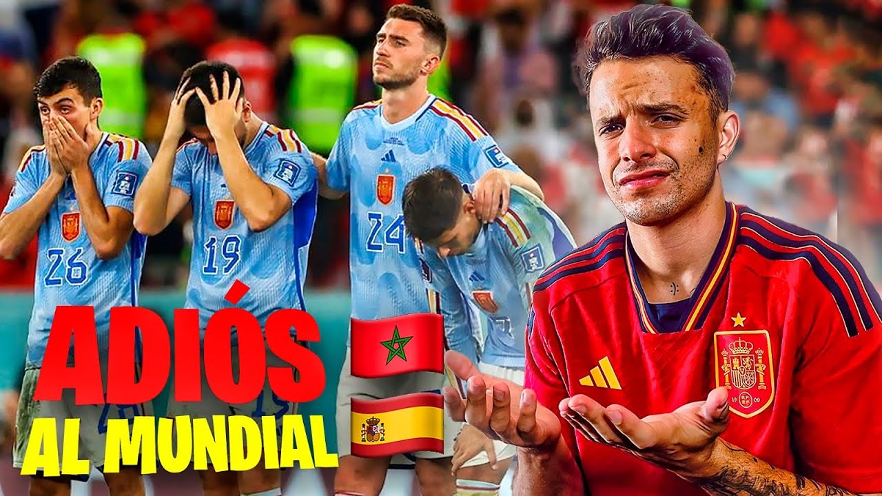 HINCHA ESPAÑOL REACCIONA A LA ELIMINACIÓN DE ESPAÑA VS MARRUECOS EN EL ESTADIO