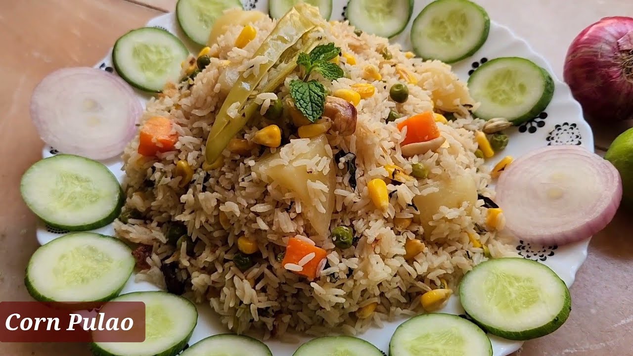 స్వీట్ కార్న్ పులావు Sweet corn rice in telugu Sweet corn pulao by shabana YouTube