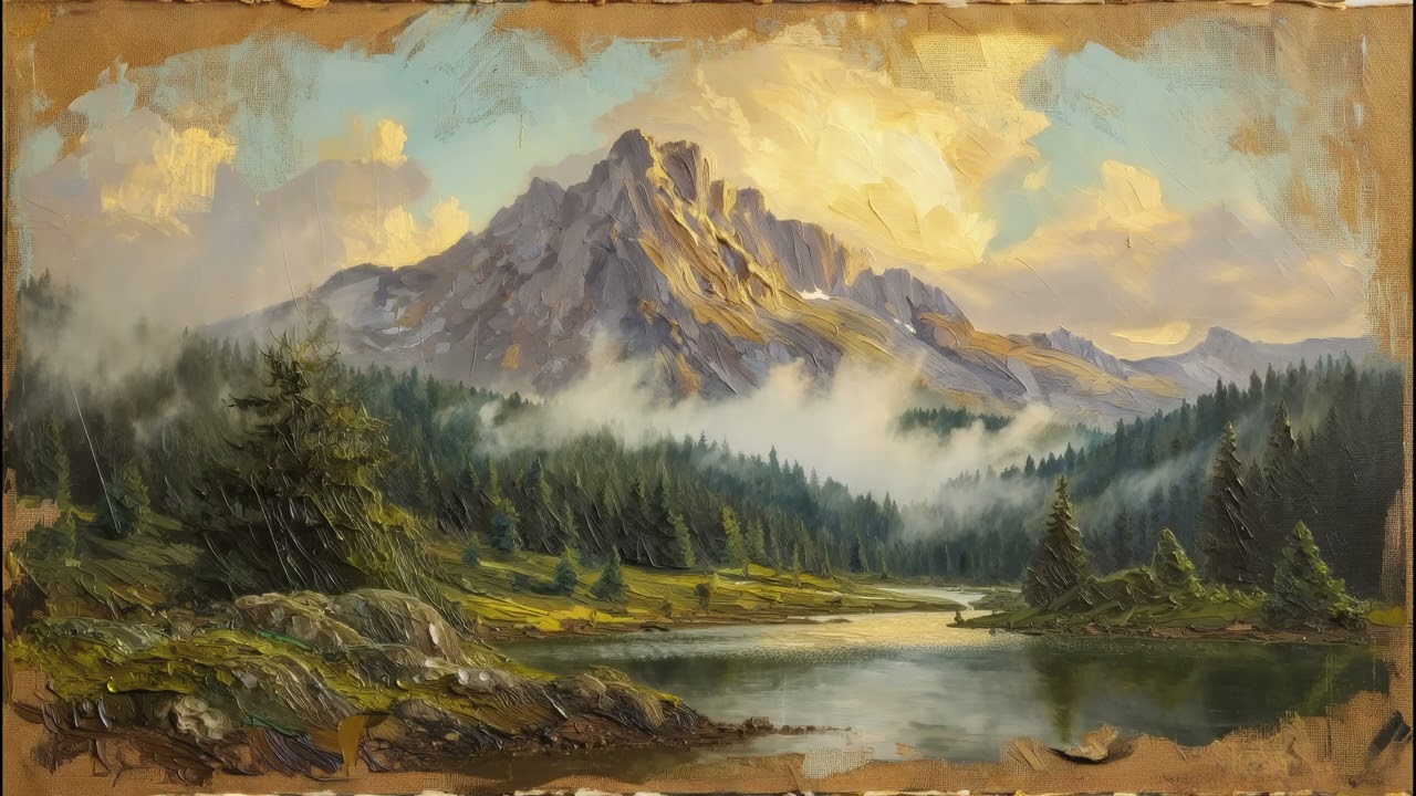 Alpine Peaks Ep.3 – Coastal Lake at Sunset Horizon | 4K Frame TV | No Sound