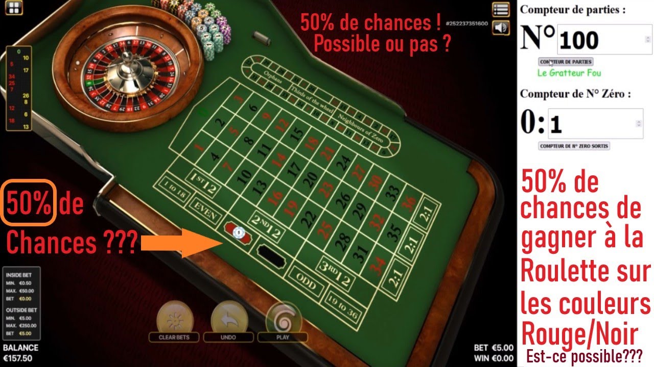 50% de chances de gagner à la Roulette sur les couleurs Rouge/Noir ...