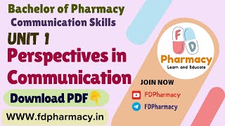Unit 1 Perspectives in Communication Notes | Communication skills Notes B.Pharma 1st semester Notes