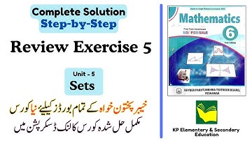 Review exercise 5 class 6 maths kpk | kpk new book | Unit 5 - Sets