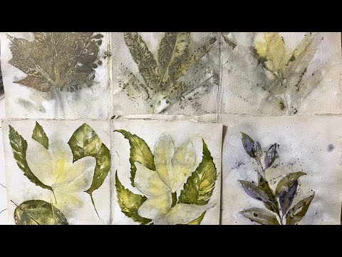 Gelli Plate Faux Eco Dyeing with Leaves 