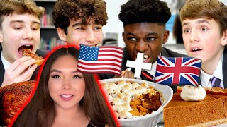🇺🇸 😂 AMERICAN REACTS to BRITISH trying THANKSGIVING MEAL #americanreacts #britsh #brits #usa