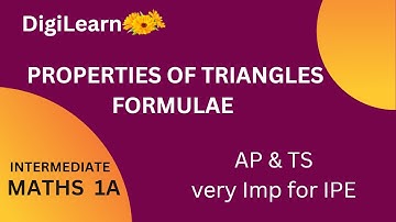 Properties of Triangles FORMULAE -AP & TS IPE- MATHS 1A- Intermediate