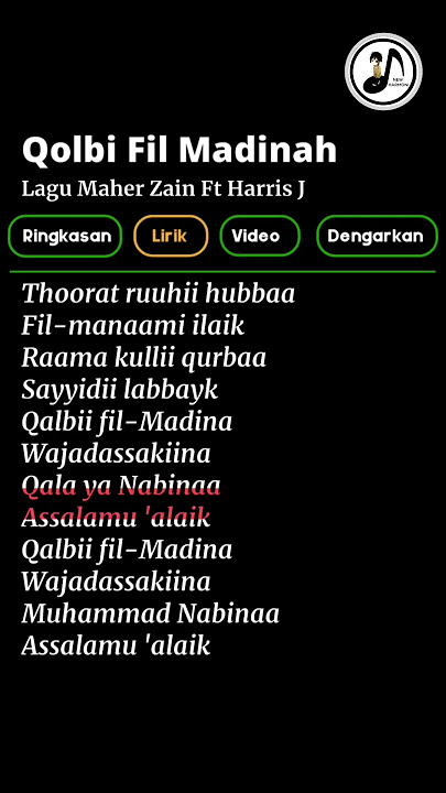 Qolbi Fil Madinah / Maher Zain Ft Harris J #shorts #viraltiktok #shortlyrics #songlyrics #spotify