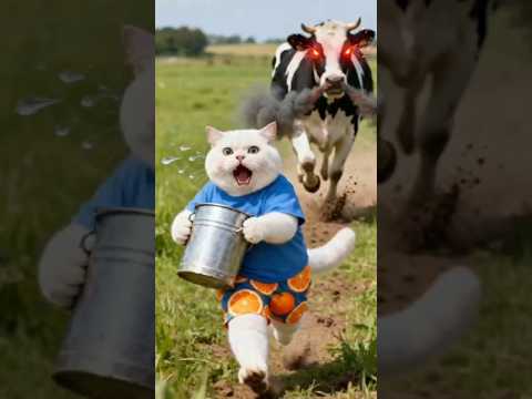 شوف القط مياو عمل ايه لما البقرة جريت وراه وهو رايح يحلبها