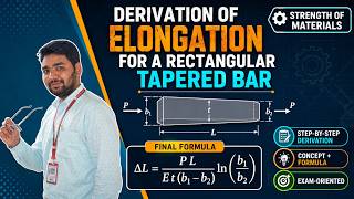 Derivation of Elongation for a Rectangular Tapered Bar | Strength of Materials