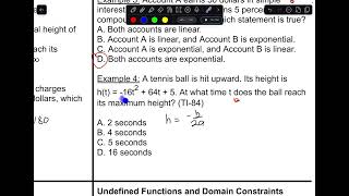 Module 2, Section 3: Functions, Quadratics, and Exponential Models
