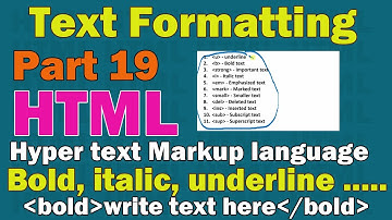 html - formatting text | text formatting tags in html | bold | Italic | Underline