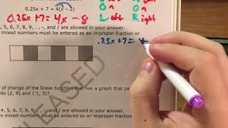 NC 8th Grade Math Released question 17 (released 2018 - 2019)