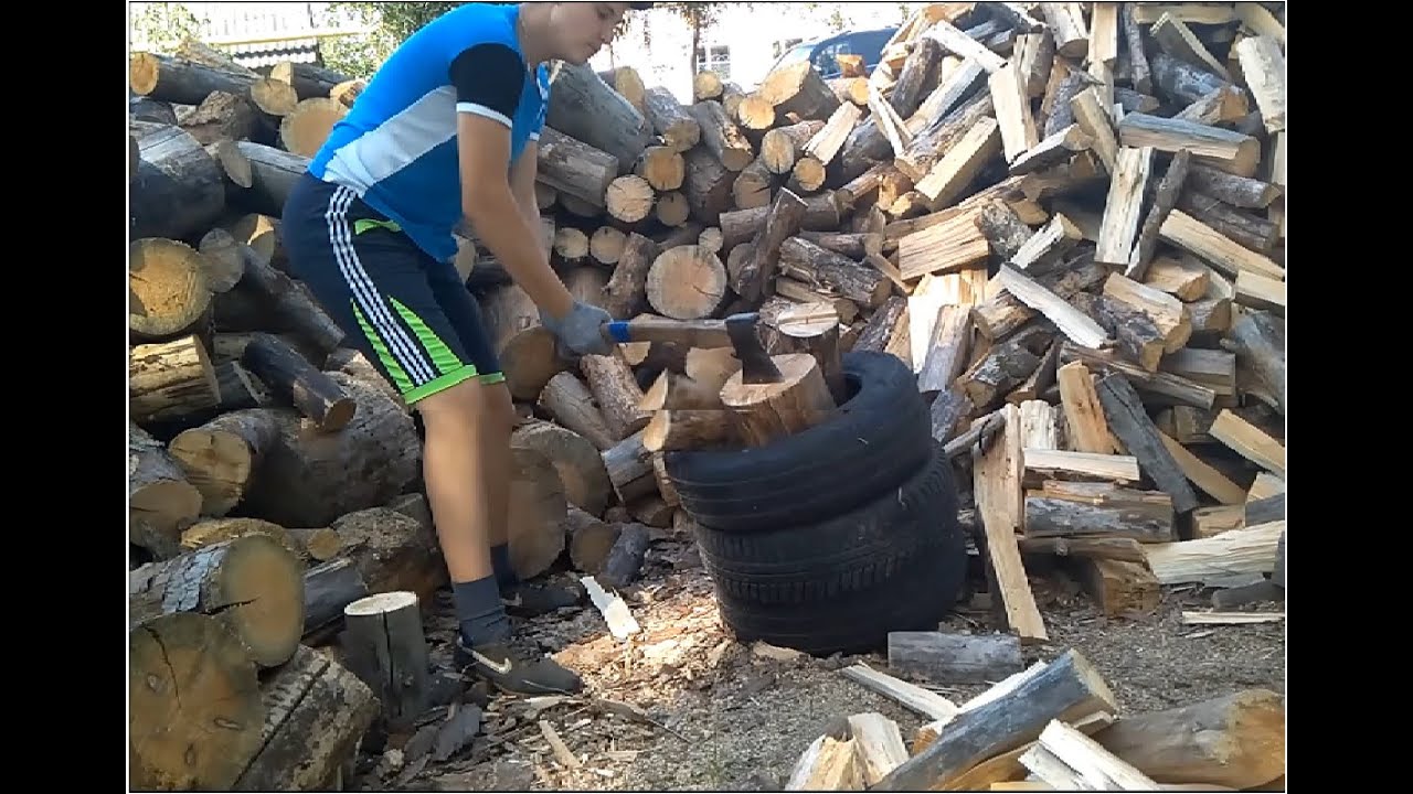 "Шшкольник" против русского леса/сколько дров можно наколоть за 2 часа ...