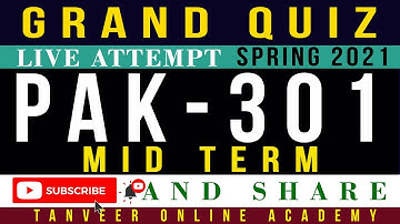 PAK301 Mid Term Grand Quiz Spring 2021 | PAK301 – Grand Quiz Mid Term