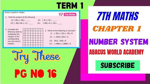 7th maths Term 1,chapter 1 Number system Try these pgno16#7thstandardmathsterm1 #AbacusWorldAcademy