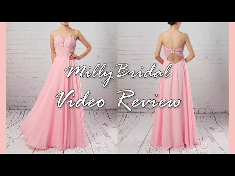 evening-dresses-|-long-a-line-sweetheart-chiffon-pink-formal-prom-dress---millybridal-video-review