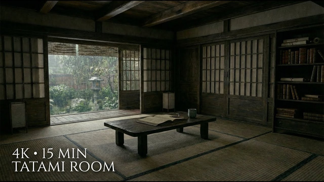 The Writer's Room ✒️ | Rainy Japanese Tatami & Garden for Focus [4K]