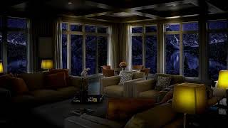 A Cozy Living Room In the Mountains - 3 Hours of Soft Piano Music & Blizzard Sounds screenshot 5