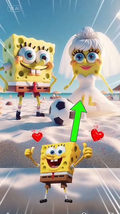 Spongebob's team and his wife play ball on the beach #spongebob #marriage #football