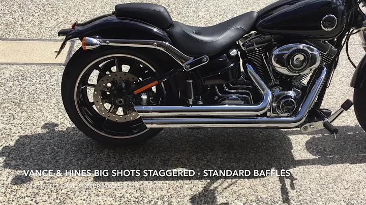 Harley Davidson Softail Breakout FXSB   Stock Pipes to Vance & Hines Big Shots  + Quiet Baffles