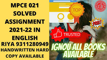 MPCE 021 SOLVED ASSIGNMENT 2021-22 IN ENGLISH
