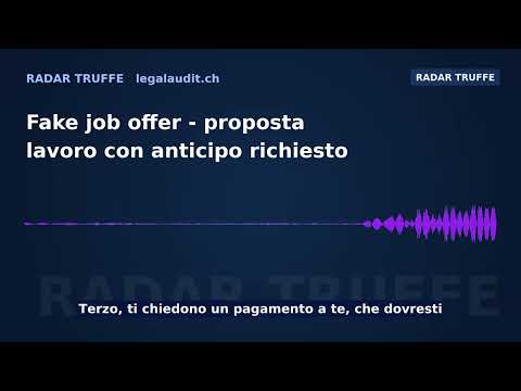 Fake job offer — proposta lavoro con anticipo richiesto