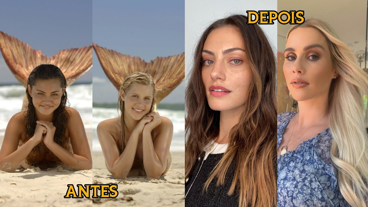 antes e depois dos personagens de h2o #h2ojustaddwater #h2o #h2omenina