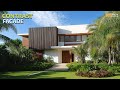 Modern Minimalist House Design Ideas: Contrasting White Façade and Warm Wooden Accents