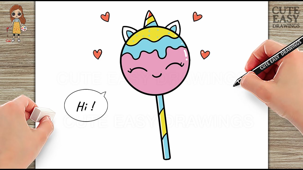 How to Draw a Cute Easy Lollipop for Kids Step by Step - YouTube