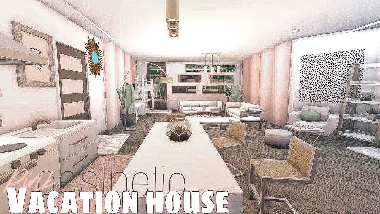 ROBLOX BLOXBURG Aesthetic Pink Vacation House speedbuild ♡ YouTube