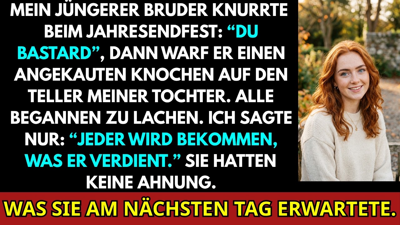 „Du bist doch nur eine Außenseiterin", lachte mein Bruder, nahm einen abgenagten Gänseknochen von seinem Teller und warf ihn meiner achtjährigen Tochter Lea direkt auf den Teller. Die Soße...