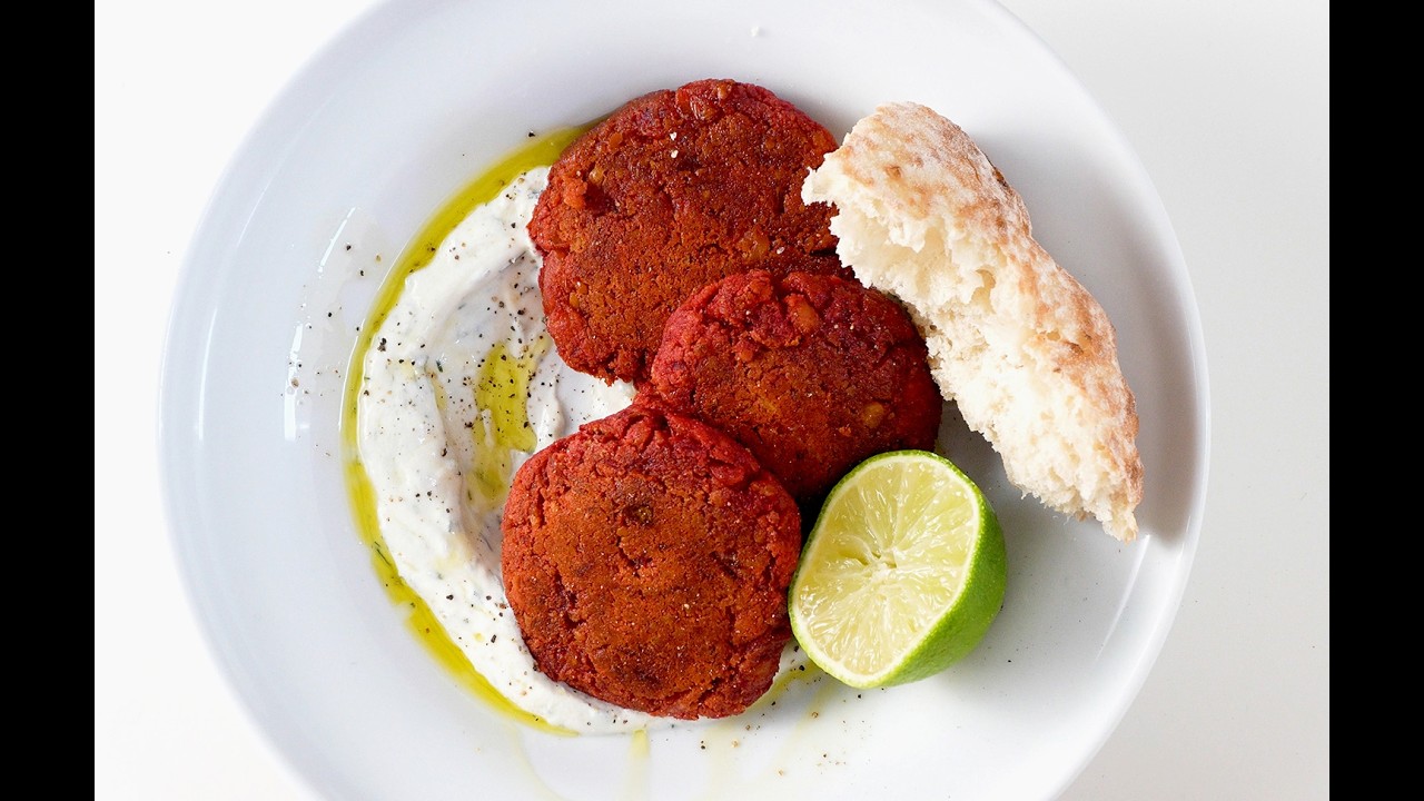 Beet Chickpea Cakes with Flavored Greek Yogurt | Easy & Healthy Recipe