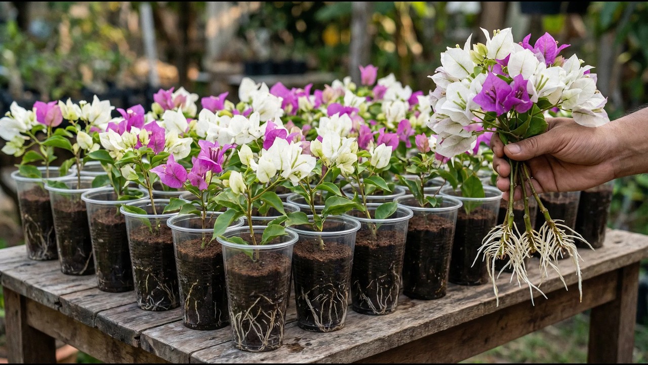 Just coffee! Bougainvillea cuttings will quickly sprout roots overnight.