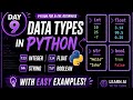 Day 9 Python for AI/ML Beginners|Data Types in Python(Integer, Float, String, Boolean) with Examples