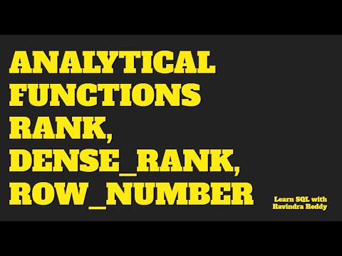 SQL_Learning_Class-18_Rollup_CUBE and Analytical Functions RANK_DENSE_RANK_ROW_NUMBER