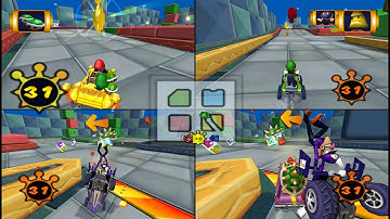 Mario Kart Double Dash!!: Shine Thief: Block City 4 player Netplay 60fps
